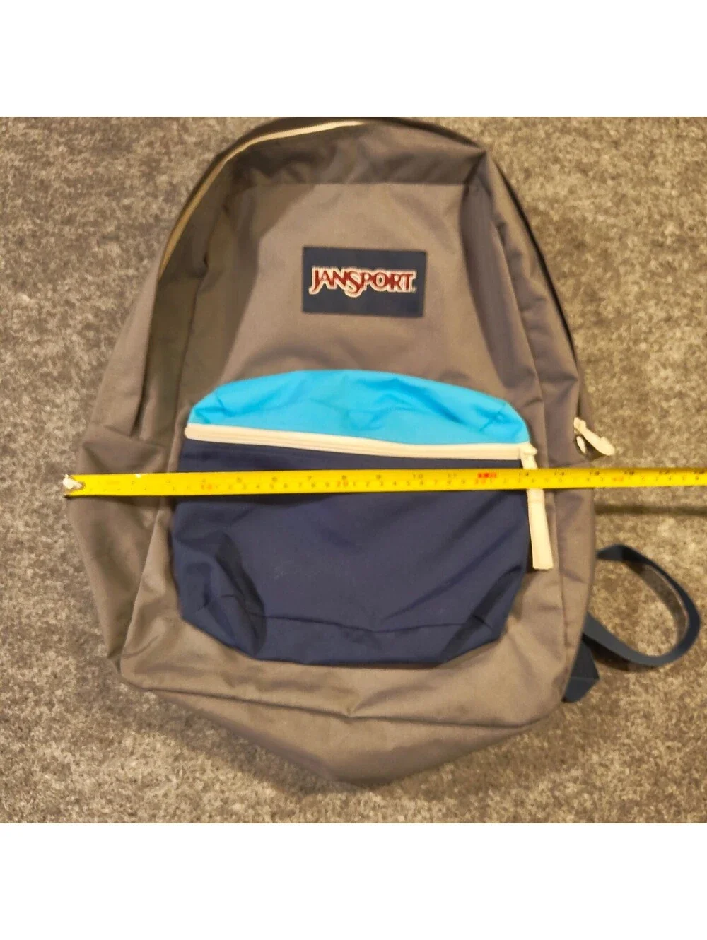 JanSport Gray Blue Colorblock Backpack School Bookbag Daypack